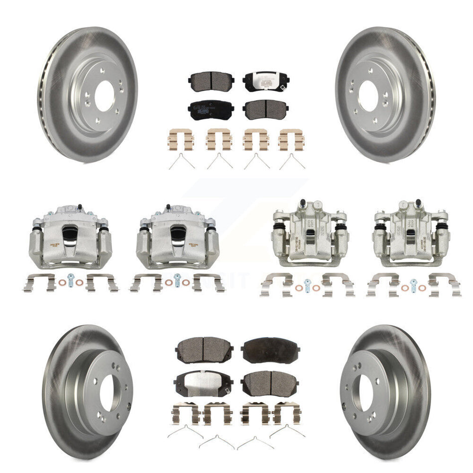 Front Rear Disc Brake Caliper Coated Rotors And Ceramic Pads Kit (10Pc) For Kia Optima KCG-100908T