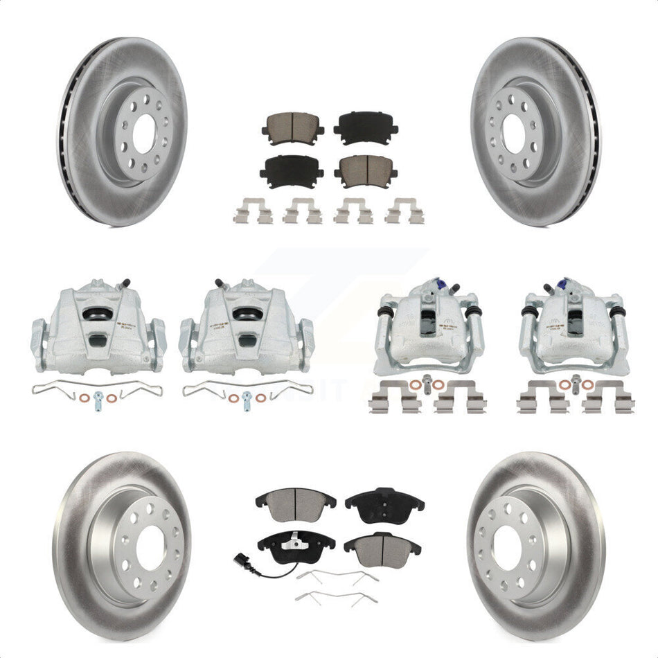 Front Rear Disc Brake Caliper Coated Rotors And Ceramic Pads Kit (10Pc) For 2009-2011 Volkswagen Tiguan KCG-100909C by Transit Auto