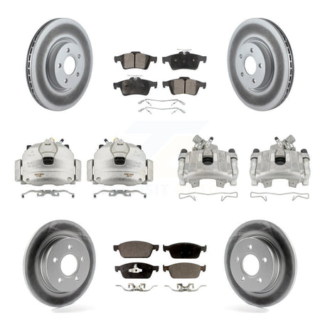 Front Rear Brake Caliper Coat Rotor Semi-Metallic Pad Kit (10Pc) For 13-18 Ford Focus ST KCG-100910P
