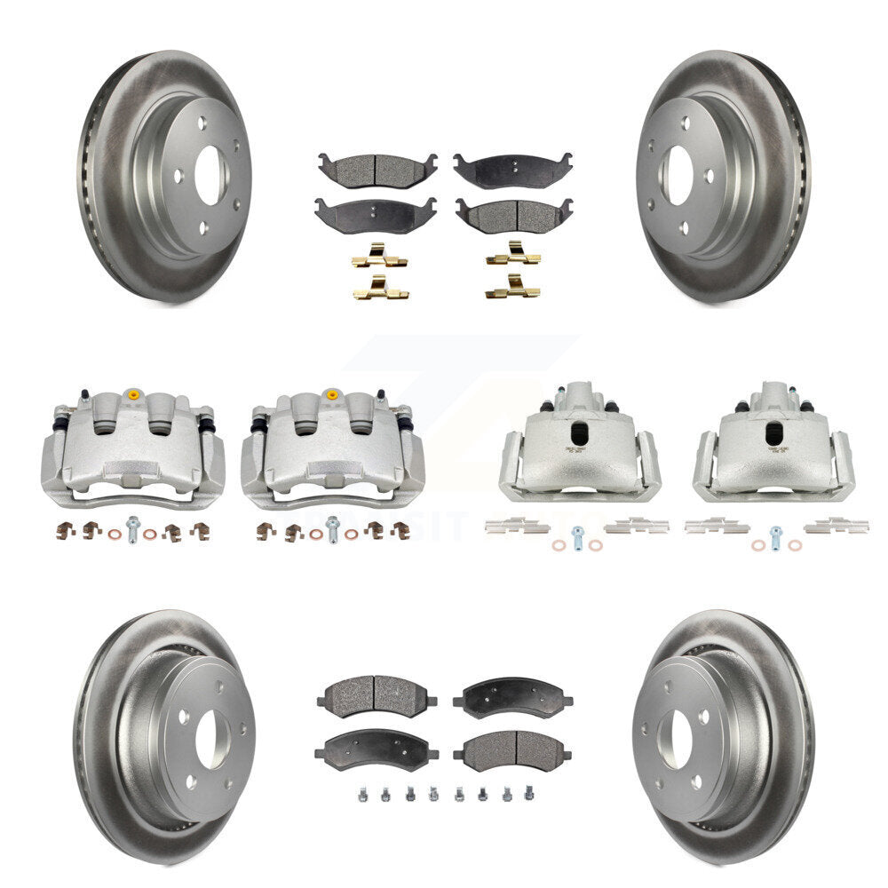 Front Rear Brake Caliper Coat Rotors & Ceramic Pad Kit (10Pc) For Ram 1500 Classic Dodge KCG-100911T