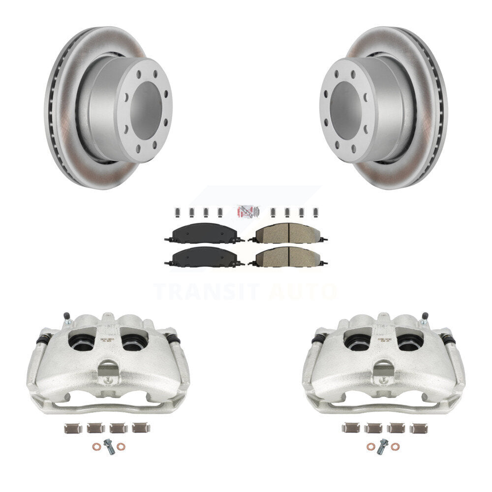 Rear Disc Brake Caliper Coated Rotors And Semi-Metallic Pads Kit For Ram 2500 3500 Dodge KCG-100912N by Transit Auto