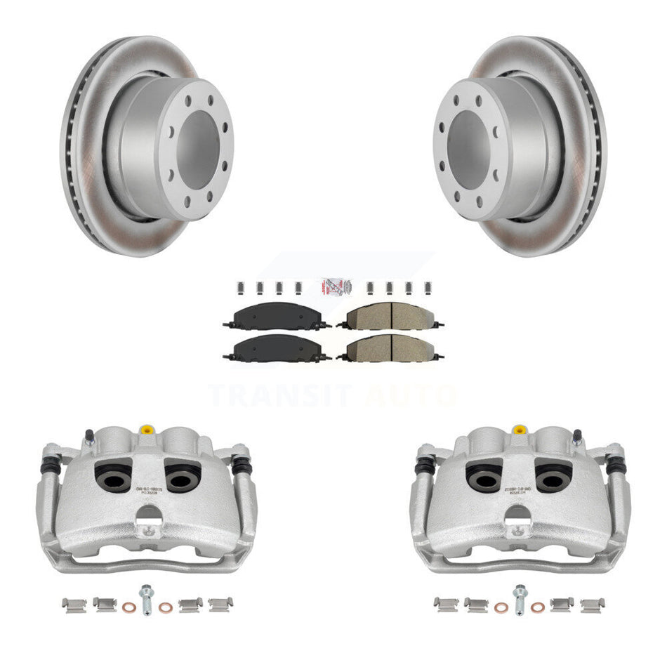 Rear Disc Brake Caliper Coated Rotors And Semi-Metallic Pads Kit For Ram 2500 3500 Dodge KCG-100912N