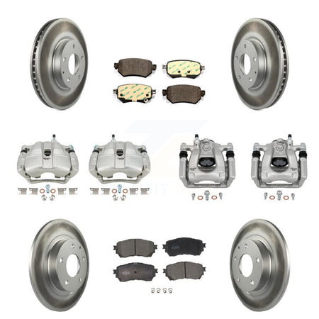 Front Rear Disc Brake Caliper Coated Rotors And Ceramic Pads Kit (10Pc) For Mazda 6 KCG-100914T