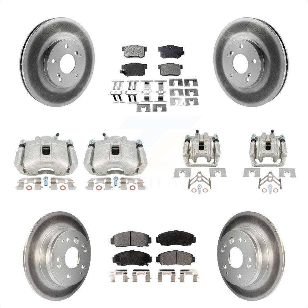 Front Rear Disc Brake Caliper Coated Rotors And Semi-Metallic Pads Kit (10Pc) For Acura TL KCG-100915P by Transit Auto