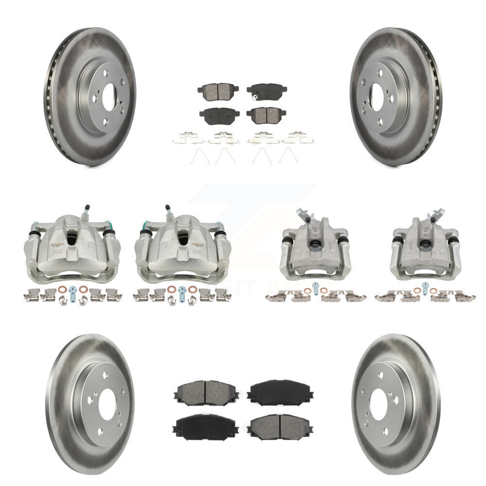 Front Rear Disc Brake Caliper Coat Rotors Semi-Metallic Pad Kit (10Pc) For Toyota Matrix KCG-100915S