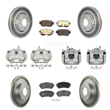 Front Rear Disc Brake Caliper Coated Rotors And Ceramic Pads Kit (10Pc) For Mazda 6 KCG-100915T