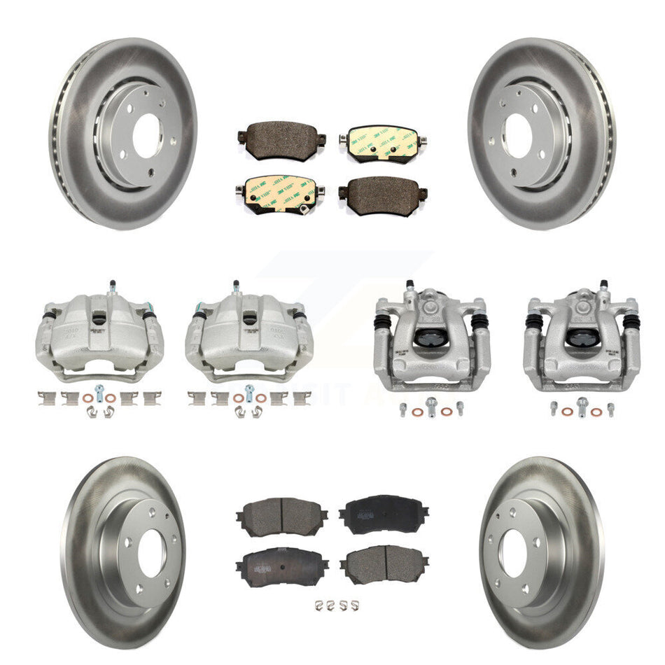 Front Rear Disc Brake Caliper Coated Rotors And Ceramic Pads Kit (10Pc) For Mazda 6 KCG-100915T