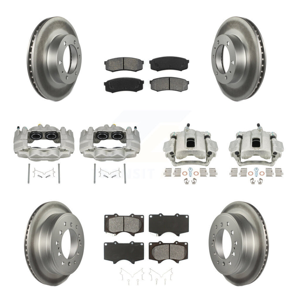 Front Rear Brake Caliper Coat Rotor & Semi-Metallic Pad Kit (10Pc) For Toyota FJ Cruiser KCG-100916S