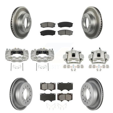 Front Rear Brake Caliper Coat Rotor & Semi-Metallic Pad Kit (10Pc) For Toyota FJ Cruiser KCG-100917S