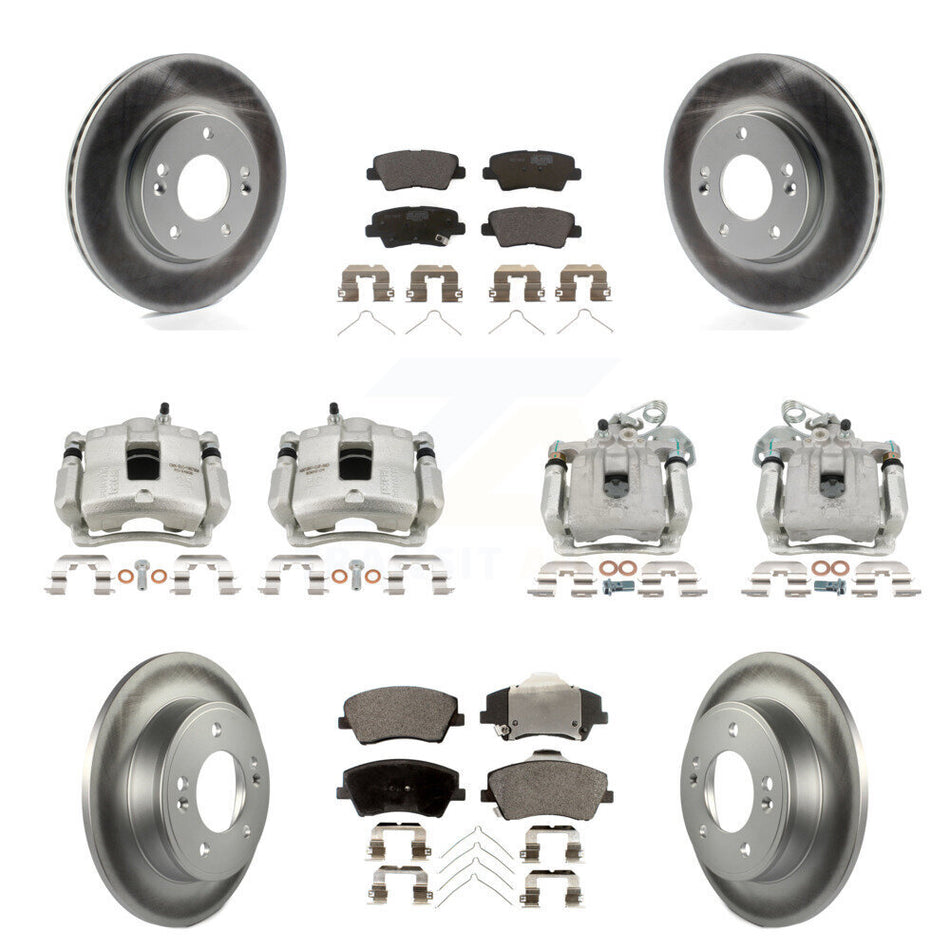 Front Rear Disc Brake Caliper Coat Rotor Ceramic Pad Kit (10Pc) For Hyundai Elantra 2.0L KCG-100917T