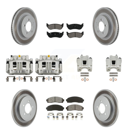 Front Rear Disc Brake Caliper Coat Rotors Semi-Metallic Pad Kit (10Pc) For Ford Explorer KCG-100918S