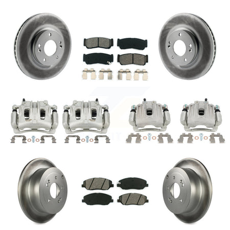 Front Rear Brake Caliper Coat Rotors & Semi-Metallic Pad Kit (10Pc) For Hyundai Santa Fe KCG-100920S