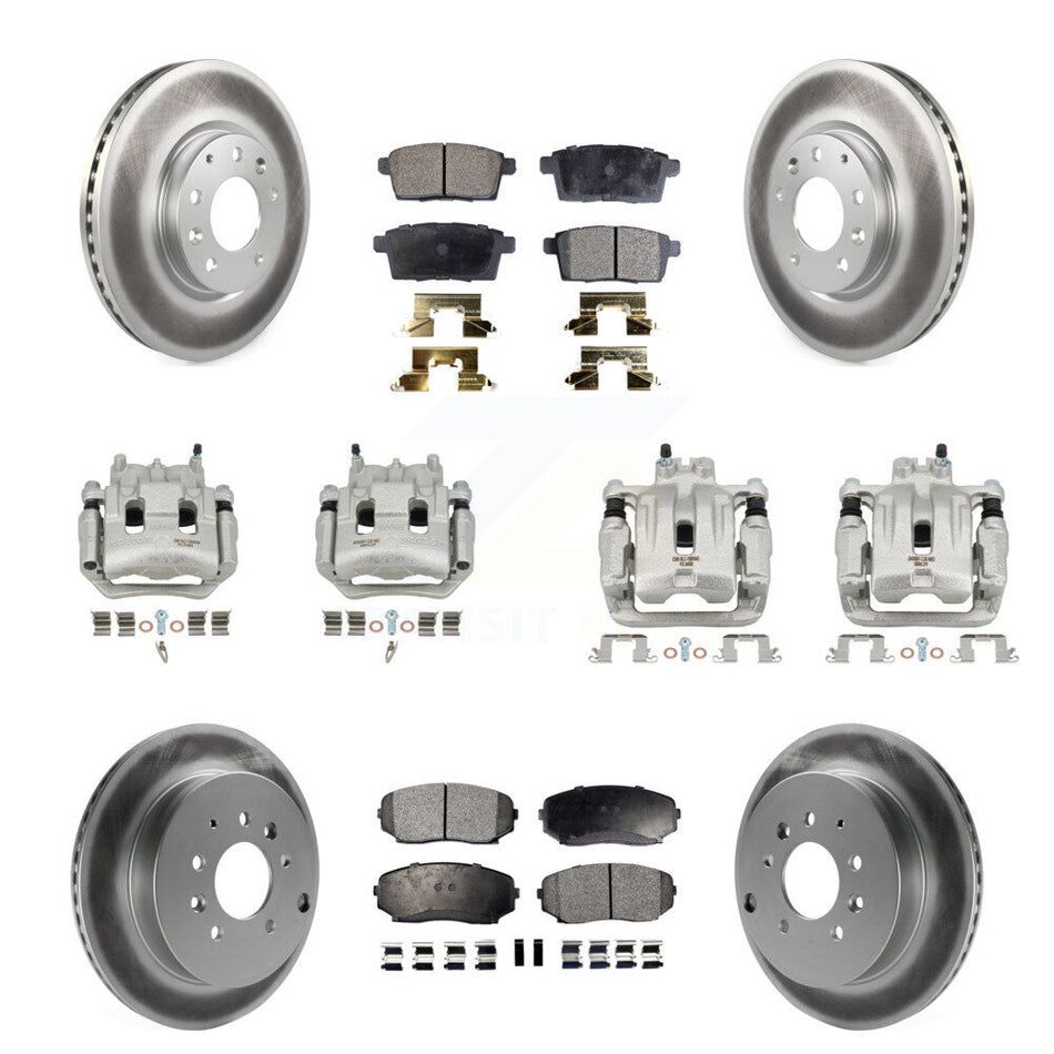 Front Rear Brake Caliper Coat Rotor Ceramic Pad Kit (10Pc) For 2007-2009 Lincoln MKX FWD KCG-100920T