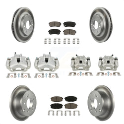 Front Rear Disc Brake Caliper Coated Rotors And Ceramic Pads Kit (10Pc) For Kia Forte Koup Forte5 2.0L KCG-100921C