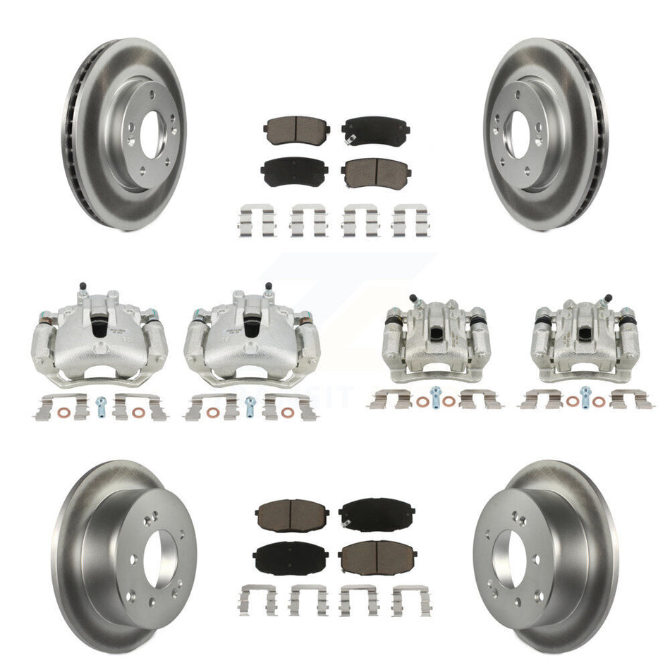 Front Rear Disc Brake Caliper Coated Rotors And Ceramic Pads Kit (10Pc) For Kia Forte Koup Forte5 2.0L KCG-100921C