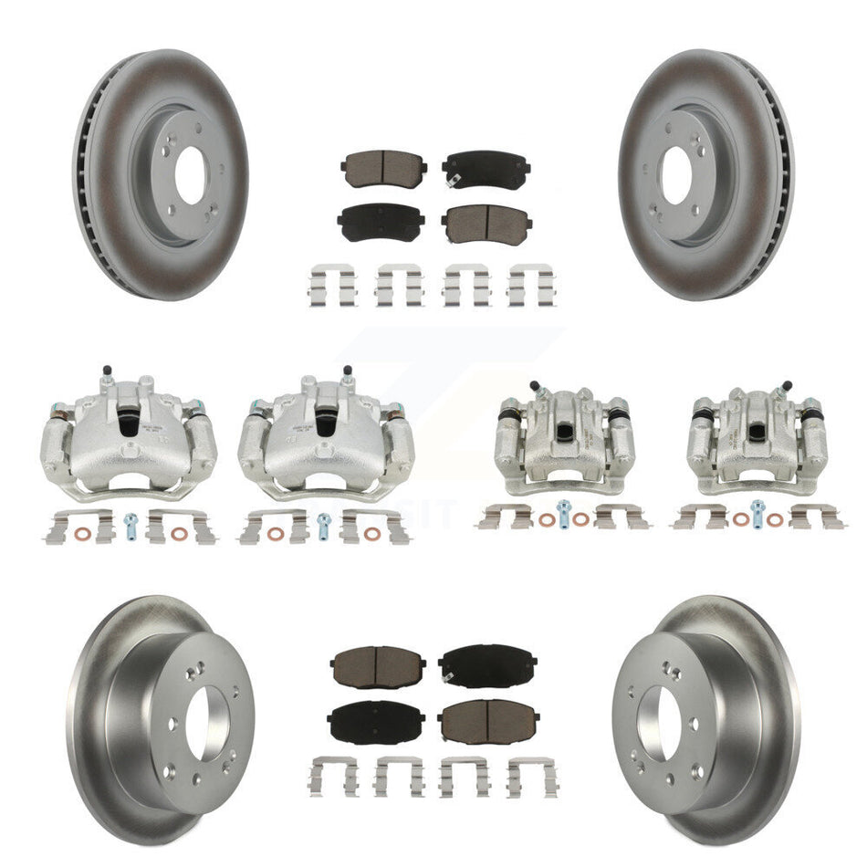 Front Rear Disc Brake Caliper Coated Rotors And Ceramic Pads Kit (10Pc) For Kia Forte5 2.0L KCG-100922C