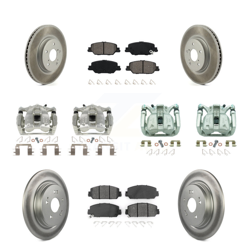Front Rear Disc Brake Caliper Coat Rotor And Semi-Metallic Pad Kit (10Pc) For Honda CR-V KCG-100922S