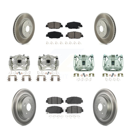 Front Rear Disc Brake Caliper Coat Rotor And Semi-Metallic Pad Kit (10Pc) For Honda CR-V KCG-100922S