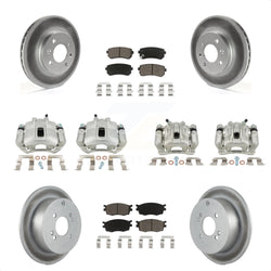 Front Rear Disc Brake Caliper Coated Rotors And Ceramic Pads Kit (10Pc) For Hyundai Accent Kia Rio Rio5 KCG-100923C