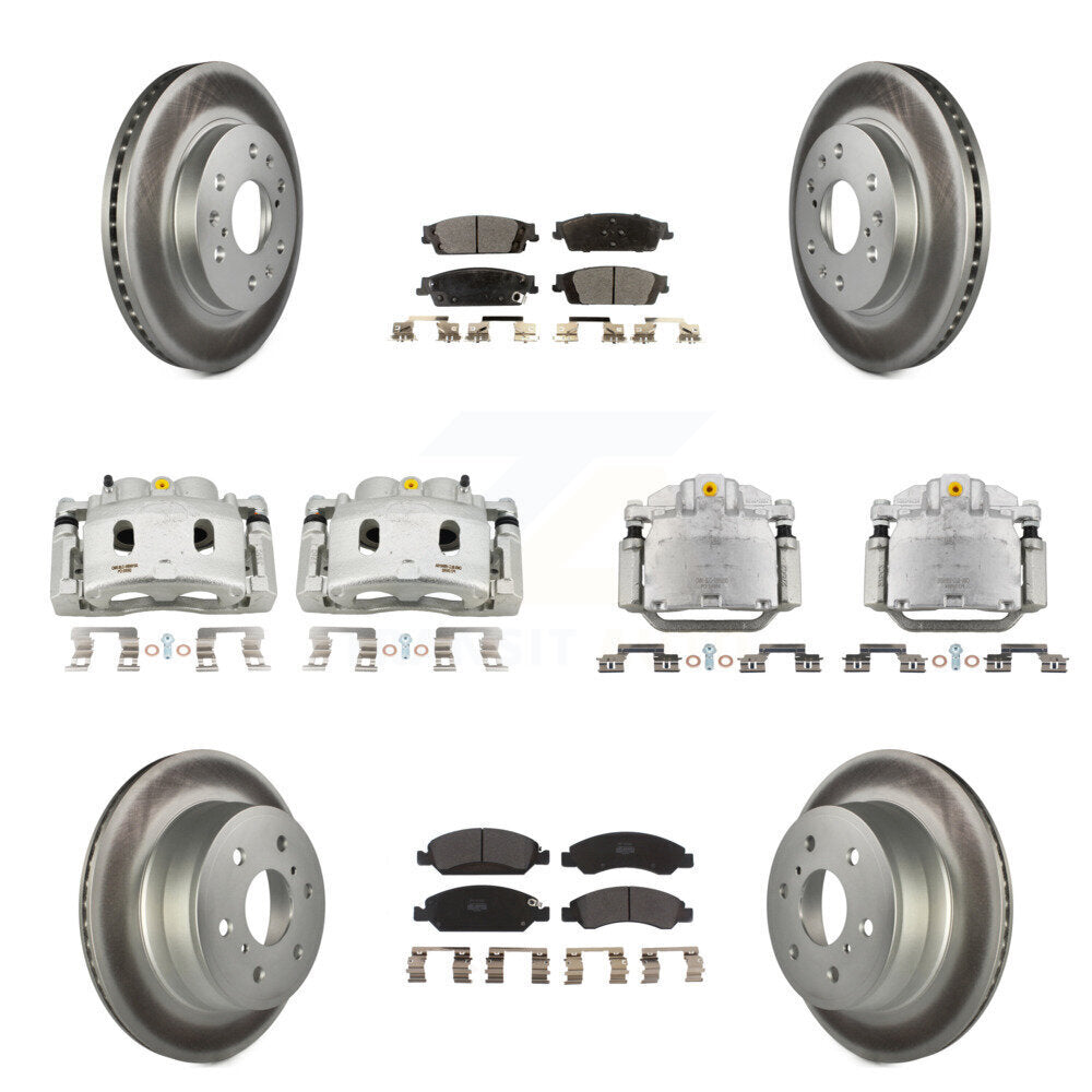Front Rear Brake Caliper Coat Rotors Semi-Metallic Pad Kit (10Pc) For GMC Sierra 1500 XL KCG-100923P