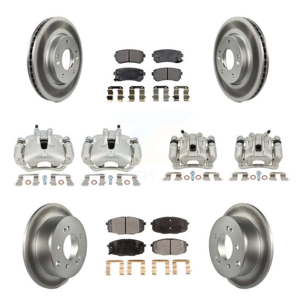 Front Rear Disc Brake Caliper Coated Rotors And Ceramic Pads Kit (10Pc) For Kia Forte Koup Forte5 2.0L KCG-100923T