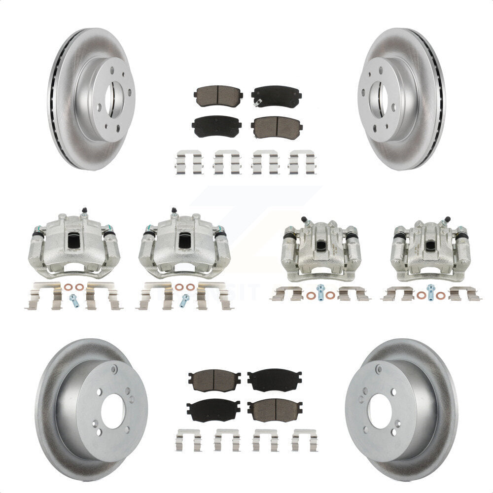 Front Rear Disc Brake Caliper Coated Rotors And Ceramic Pads Kit (10Pc) For 2006 Hyundai Accent Hatchback KCG-100924C by Transit Auto