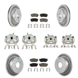 Front Rear Disc Brake Caliper Coated Rotors And Ceramic Pads Kit (10Pc) For 2006 Hyundai Accent Hatchback KCG-100924C