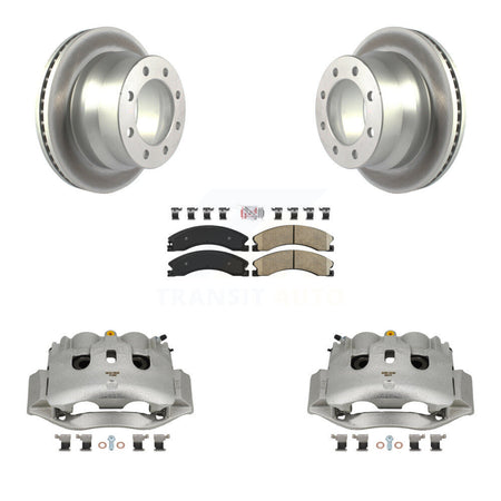 Rear Brake Caliper Coat Rotor Ceramic Pad Kit For GMC Savana 3500 Chevrolet Express 4500 KCG-100924N