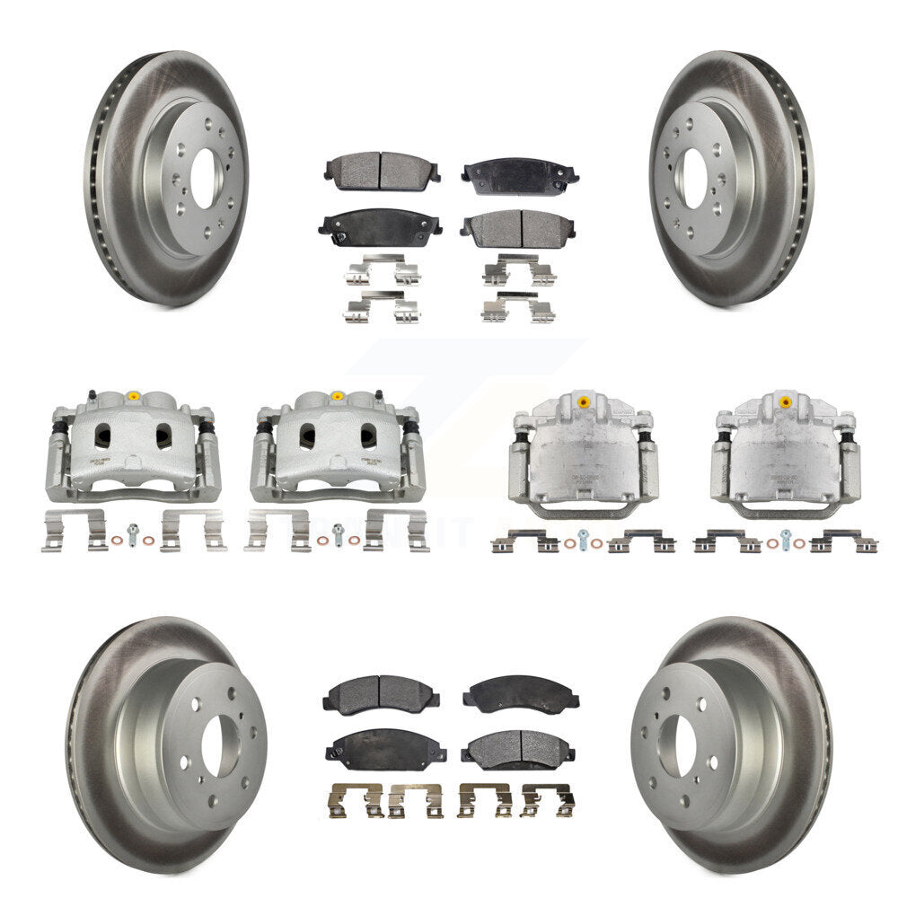 Front Rear Brake Caliper Coat Rotor Semi-Metallic Pad Kit (10Pc) For Chevrolet Avalanche KCG-100924P