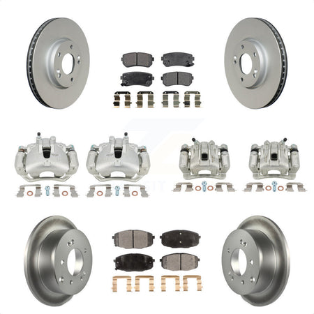 Front Rear Disc Brake Caliper Coated Rotors And Ceramic Pads Kit (10Pc) For Kia Forte5 2.0L KCG-100924T by Transit Auto