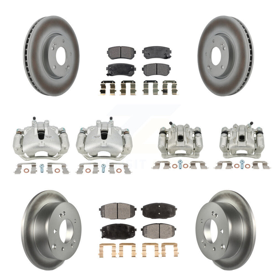 Front Rear Disc Brake Caliper Coated Rotors And Ceramic Pads Kit (10Pc) For Kia Forte5 2.0L KCG-100924T