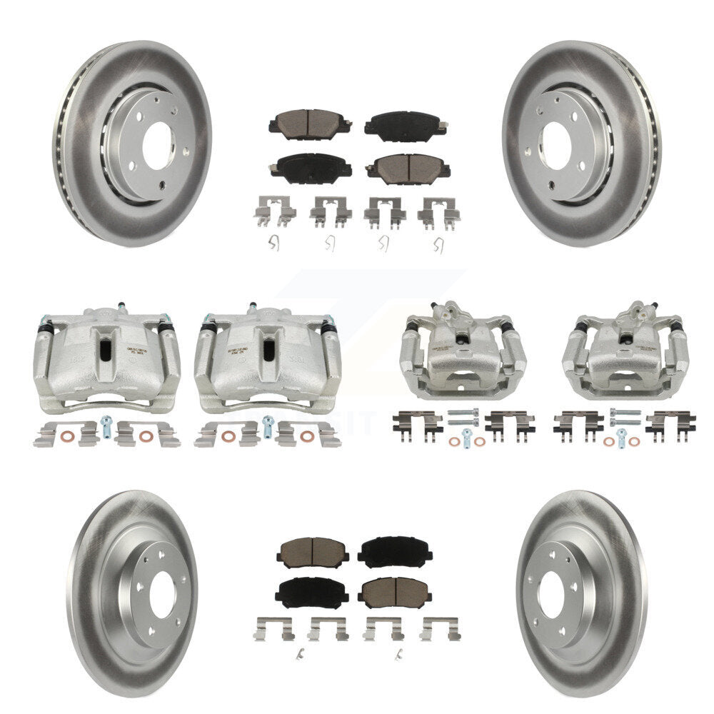 Front Rear Disc Brake Caliper Coated Rotors And Ceramic Pads Kit (10Pc) For Mazda CX-5 KCG-100925C