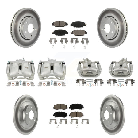 Front Rear Disc Brake Caliper Coated Rotors And Ceramic Pads Kit (10Pc) For Mazda CX-5 KCG-100925C