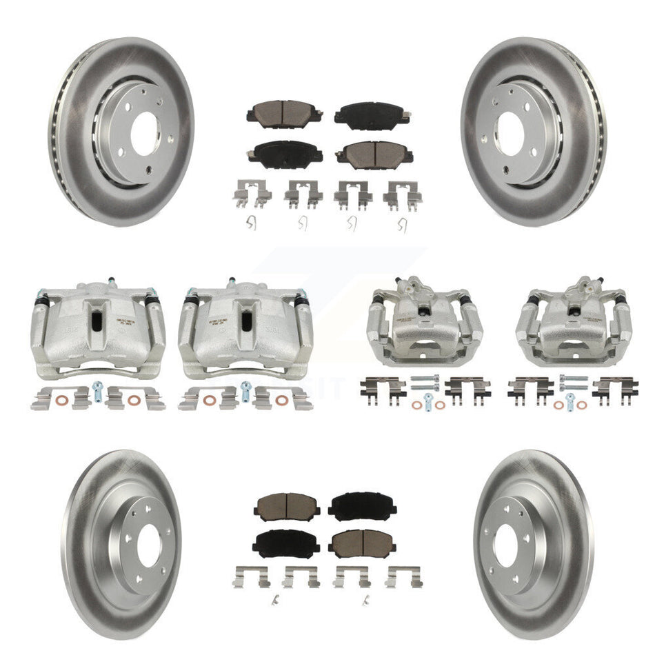 Front Rear Disc Brake Caliper Coated Rotors And Ceramic Pads Kit (10Pc) For Mazda CX-5 KCG-100925C