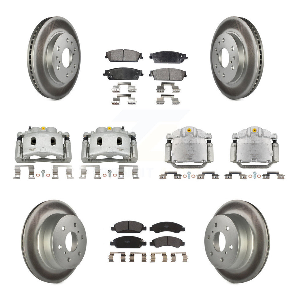 Front Rear Brake Caliper Coat Rotor Semi-Metallic Pad Kit (10Pc) For Chevrolet Silverado KCG-100925P