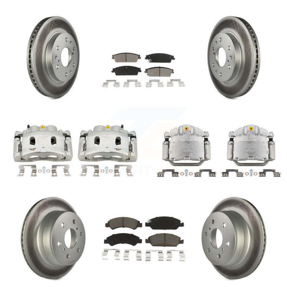 Front Rear Brake Caliper Coat Rotor Ceramic Pad Kit (10Pc) For Chevrolet GMC Sierra 1500 KCG-100926C