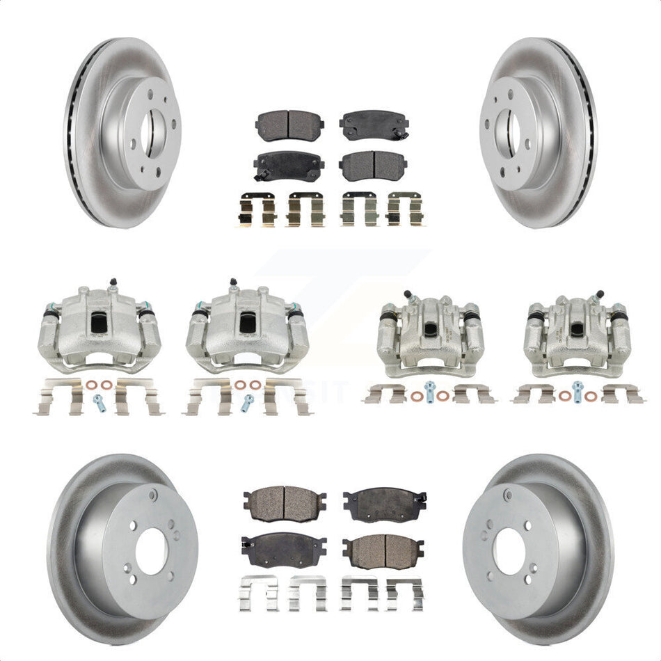 Front Rear Disc Brake Caliper Coated Rotors And Ceramic Pads Kit (10Pc) For 2006 Hyundai Accent Hatchback KCG-100926T by Transit Auto