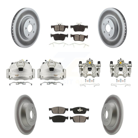 Front Rear Brake Caliper Coat Rotor Semi-Metallic Pad Kit (10Pc) For Ford Escape Lincoln KCG-100927S