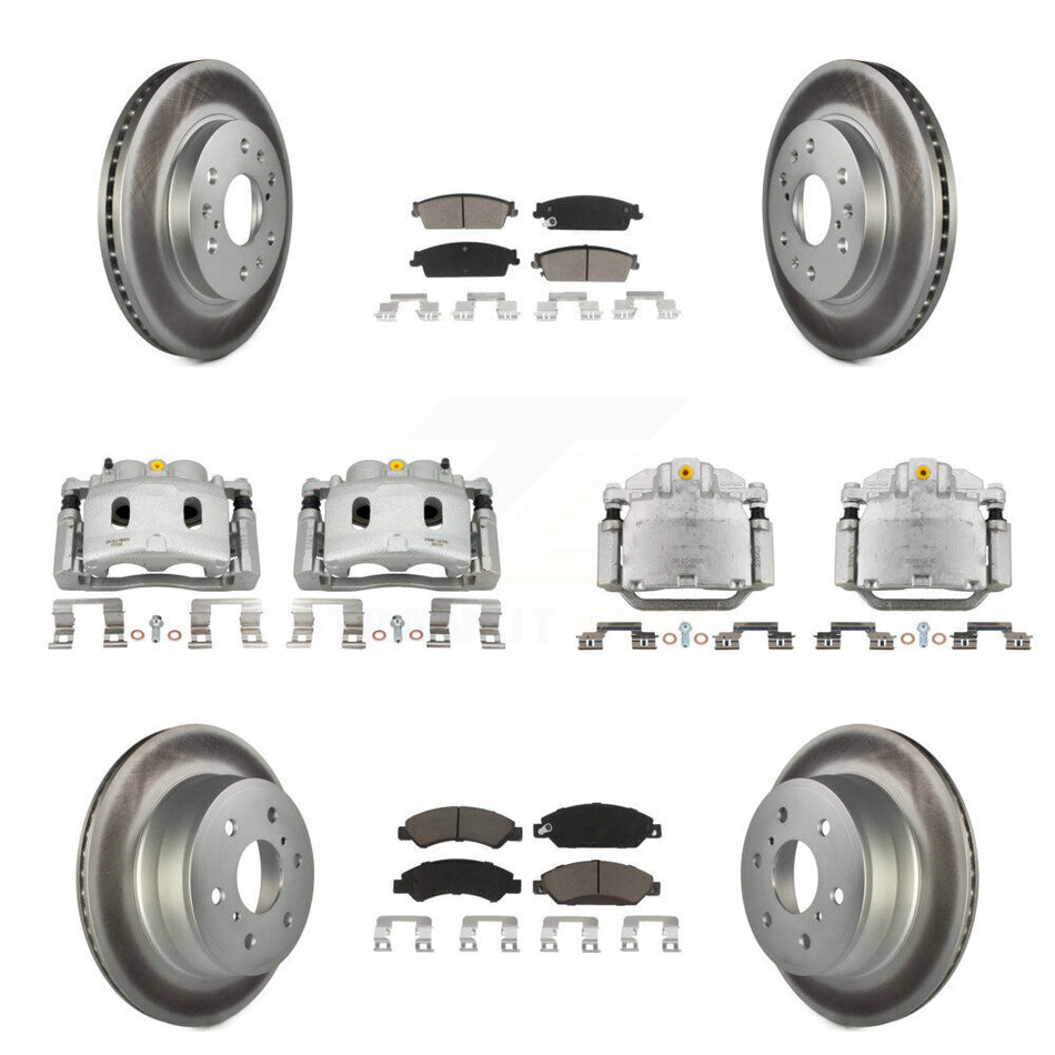 Front Rear Brake Caliper Coat Rotor & Ceramic Pad Kit (10Pc) For Chevrolet Avalanche GMC KCG-100928C