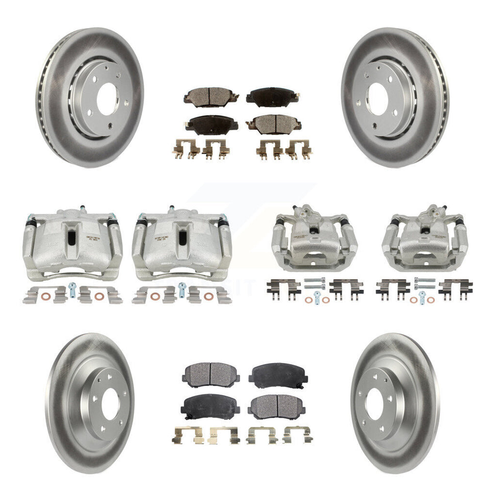 Front Rear Disc Brake Caliper Coated Rotors And Ceramic Pads Kit (10Pc) For Mazda CX-5 KCG-100928T