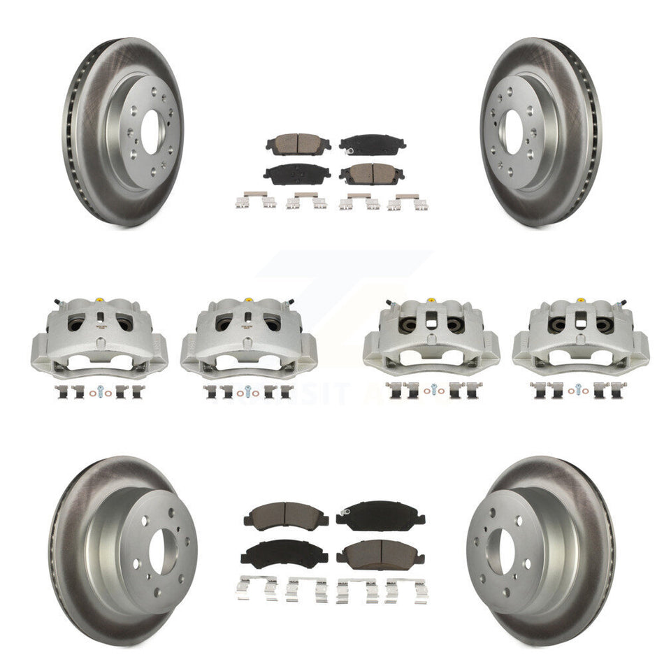 Front Rear Brake Caliper Coat Rotors Ceramic Pad Kit (10Pc) For 16 Chevrolet Suburban HD KCG-100930C