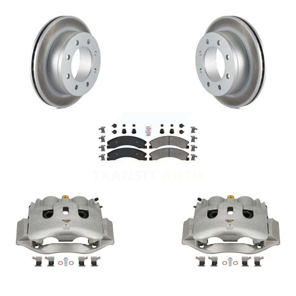 Rear Disc Brake Caliper Coat Rotors And Semi-Metallic Pad Kit For Chevrolet Express 4500 KCG-100930N