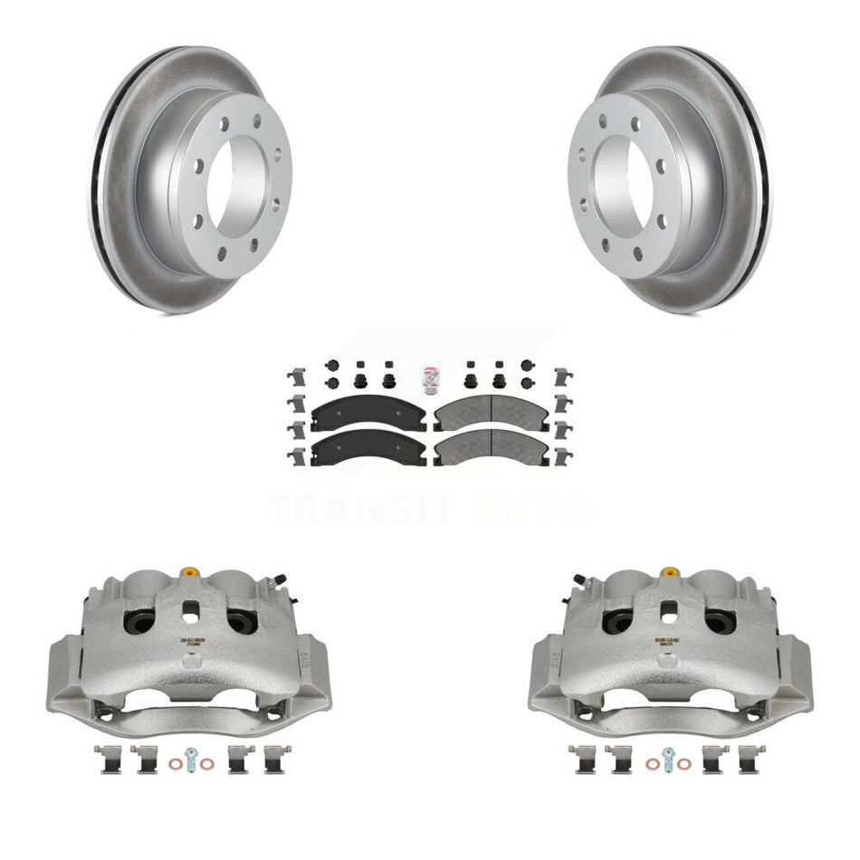 Rear Disc Brake Caliper Coat Rotors And Semi-Metallic Pad Kit For Chevrolet Express 4500 KCG-100930N