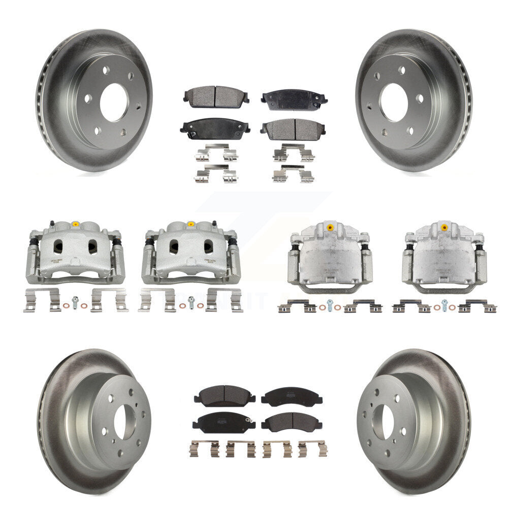Front Rear Brake Caliper Coat Rotor And Semi-Metallic Pad Kit (10Pc) For GMC Sierra 1500 KCG-100930P