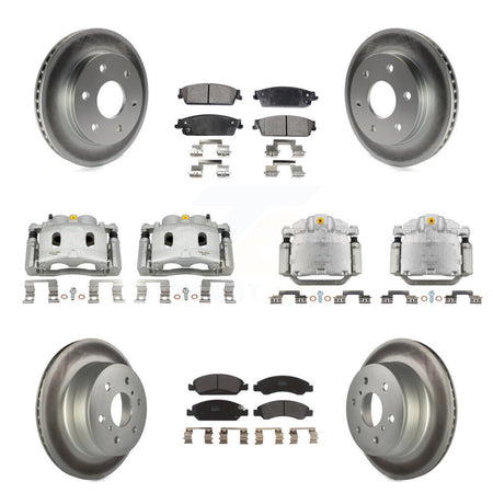 Front Rear Brake Caliper Coat Rotor And Semi-Metallic Pad Kit (10Pc) For GMC Sierra 1500 KCG-100930P
