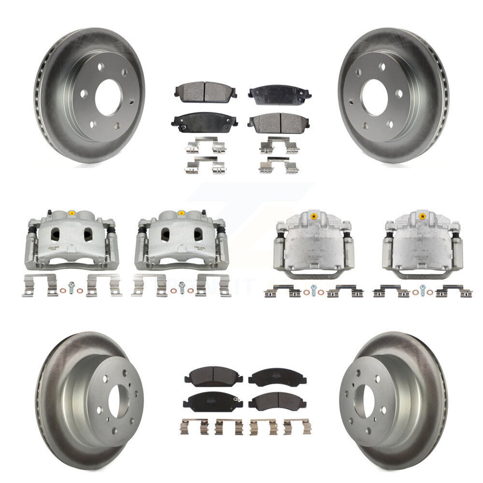 Front Rear Brake Caliper Coat Rotor And Semi-Metallic Pad Kit (10Pc) For GMC Sierra 1500 KCG-100930P