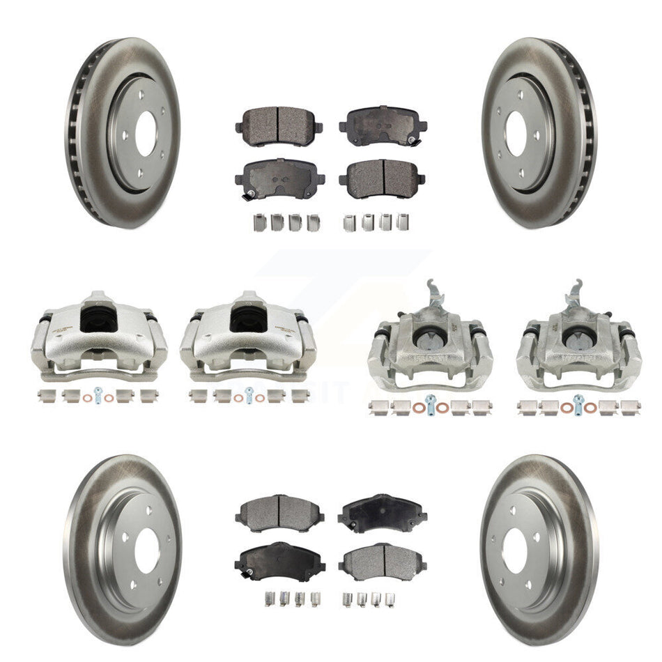 Front Rear Brake Caliper Coat Rotor Semi-Metallic Pad Kit (10Pc) For 09-11 Dodge Journey KCG-100932P