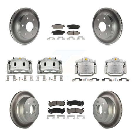 Front Rear Brake Caliper Coat Rotors Ceramic Pad Kit (10Pc) For Chevrolet Silverado 1500 KCG-100933C