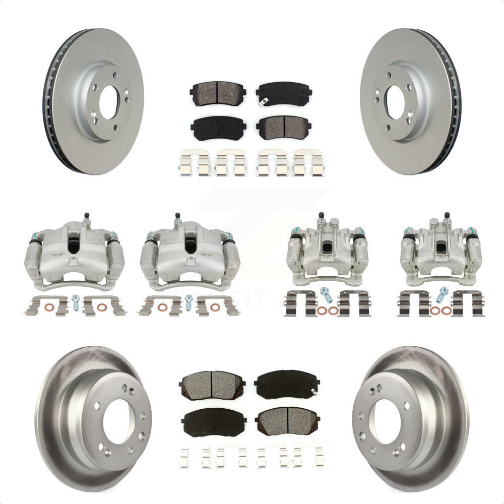 Front Rear Disc Brake Caliper Coated Rotors And Semi-Metallic Pads Kit (10Pc) For Kia Sportage Hyundai Tucson KCG-100933S by Transit Auto