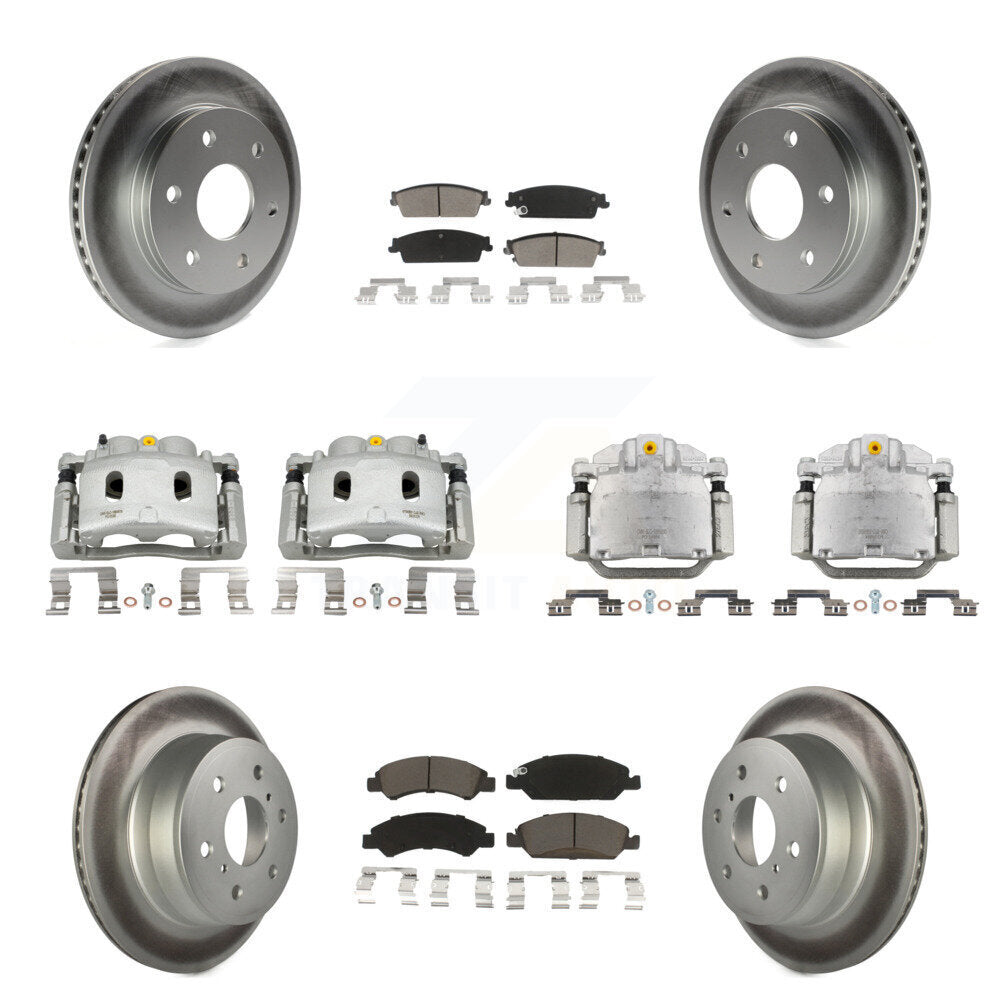 Front Rear Disc Brake Caliper Coat Rotors And Ceramic Pad Kit (10Pc) For GMC Sierra 1500 KCG-100934C